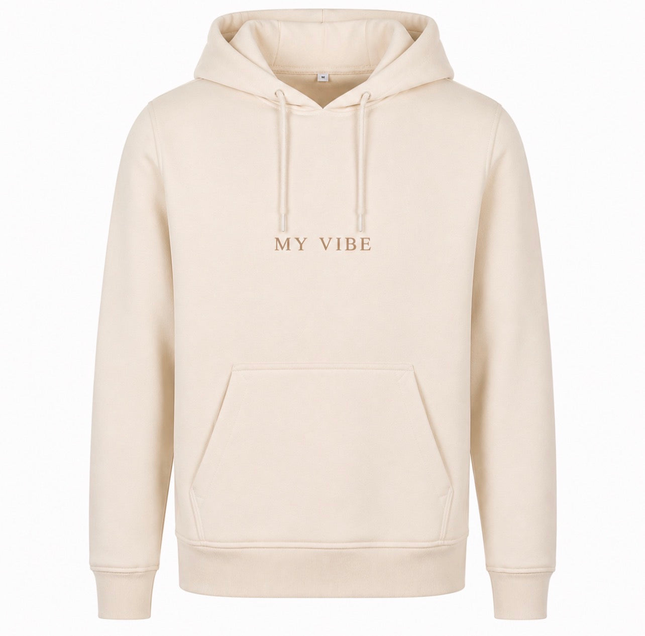 Calm is power hoodie white sand/brown front my vibe