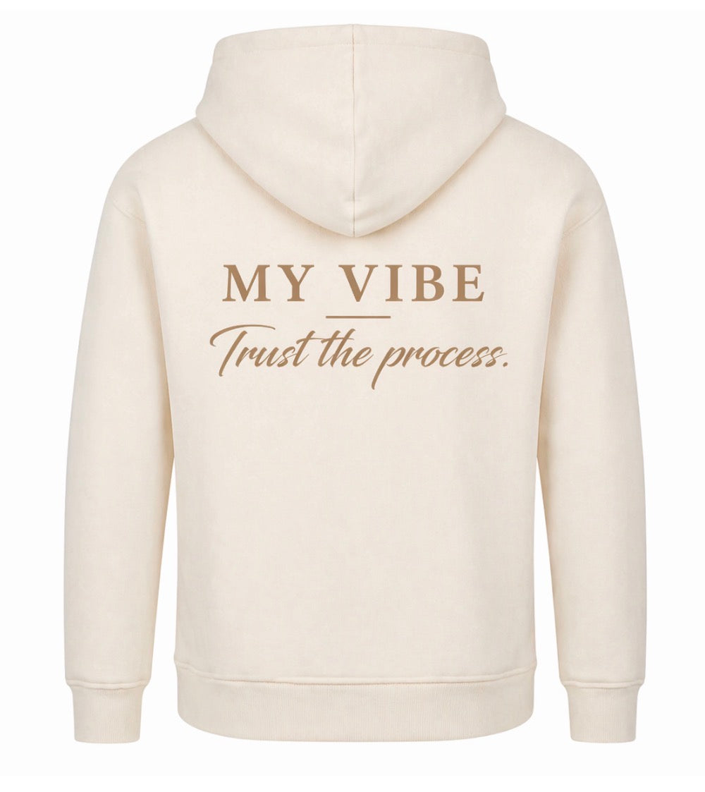 Trust the process hoodie white sand/brown
